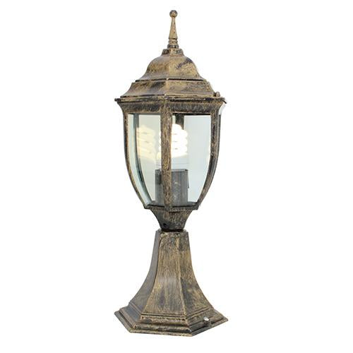 Eurolux - Lantern 6 Panel Pedestal Black Gold