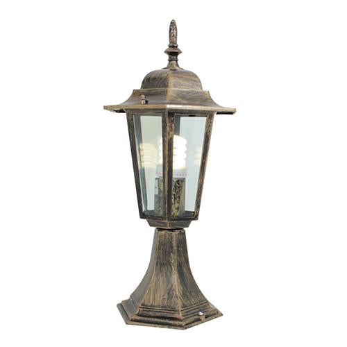 Eurolux - Lantern 6 Panel Pedestal Black Gold