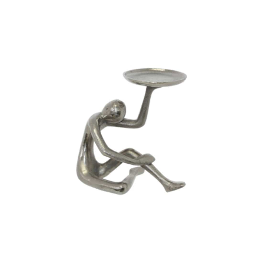 Lady Candle Holder Raw Silver 18x17cm