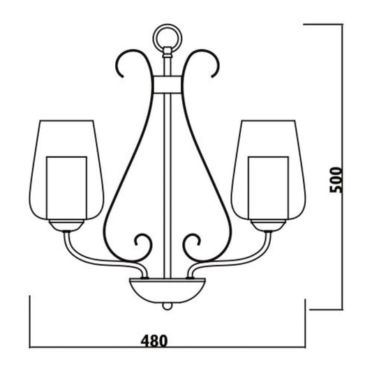 Radiant - 3LT Chandelier 480mm Black - RCH91
