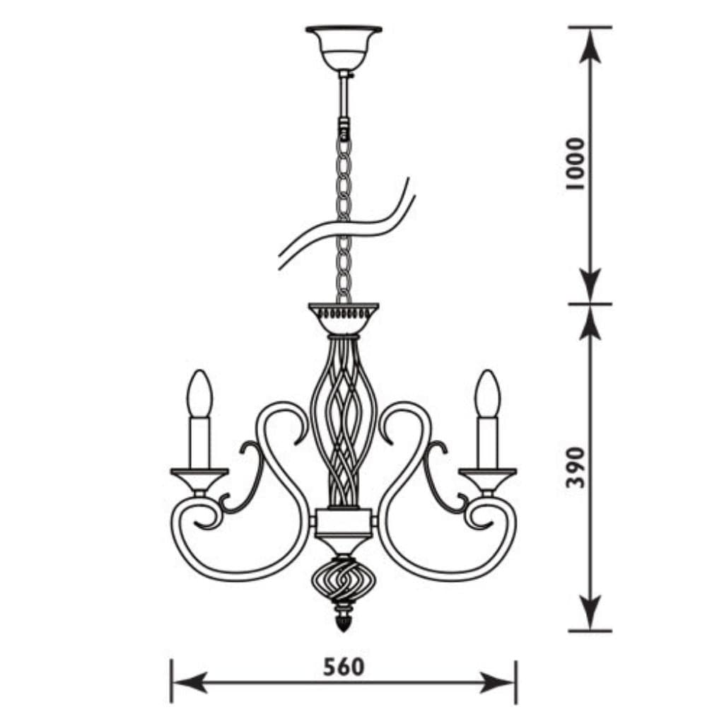 Radiant - 3LT Chandelier Black 3xE14 - RP189