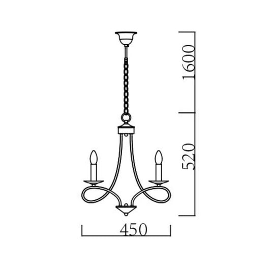 Radiant - 3LT Chandelier Black - RCH114