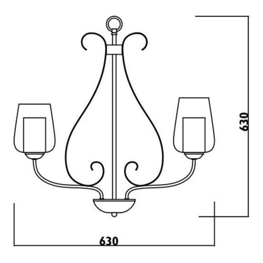 Radiant - 5LT Chandelier 630mm Black - RCH92
