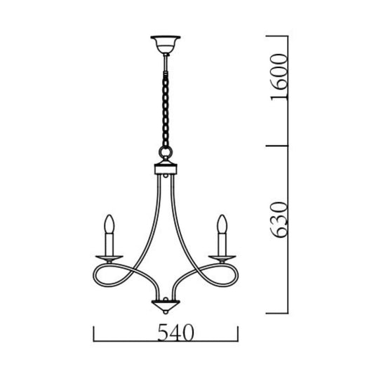 Radiant - 5LT Chandelier Black - RCH115