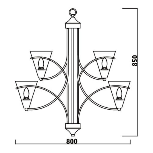 Radiant - 9LT Chandelier Black - RCH90