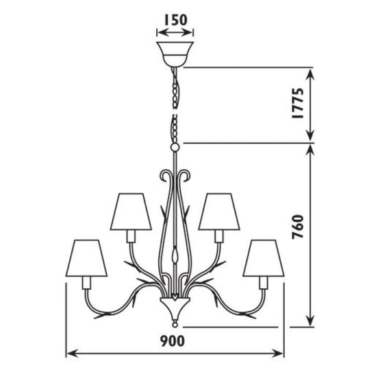 Radiant - Arum 9LT Chandelier Charcoal 9xE27 - RCH55