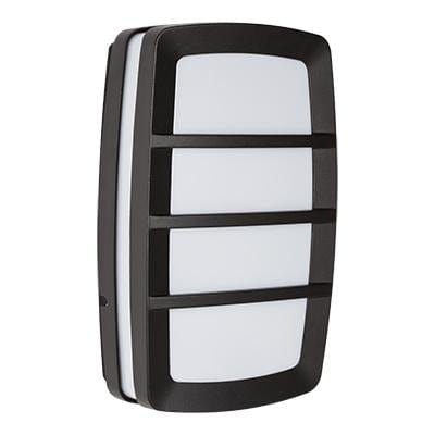 Radiant - Rectangular Grid Bulkhead Black 2xE27 - RB169B