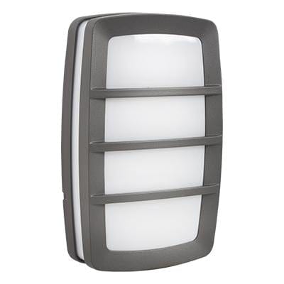 Radiant - Rectangular Grid Bulkhead Grey 2xE27 - RB169GY