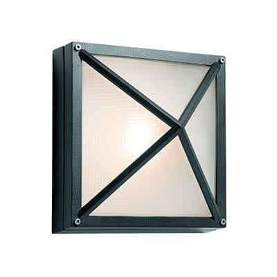 Radiant - Square Small Grid Bulkhead Black 1xE27 - RB140B