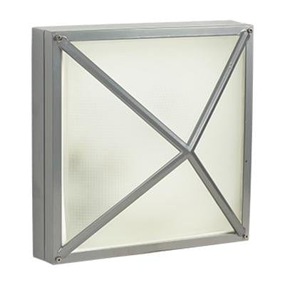 Radiant - Square Small Grid Bulkhead Silver Grey 1xE27 - RB140SG