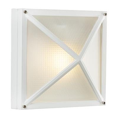 Radiant - Square Small Grid Bulkhead White 1xE27 - RB140W