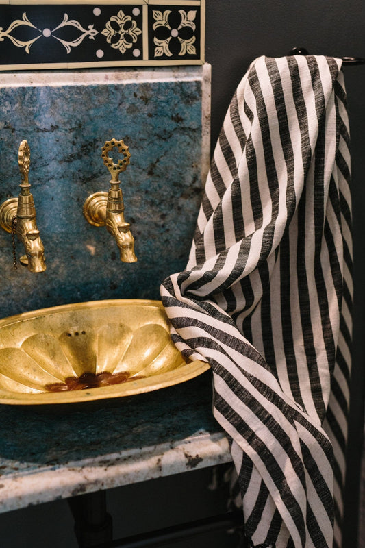 The Cotton Company Towels: Turkish The Cotton Company - Mediterranean Black Handwoven Bath Turkish Towel