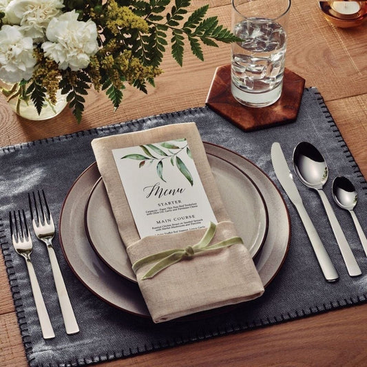 Tramontina Oslo stainless steel flatware set with table knives and mirror finish, 24 pc set - TRM-66985000