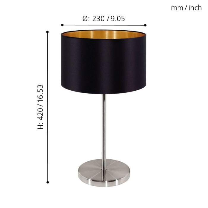 Eurolux - Maserlo Table Lamp 230mm Black and Gold - Lighting, Lights - T367BG