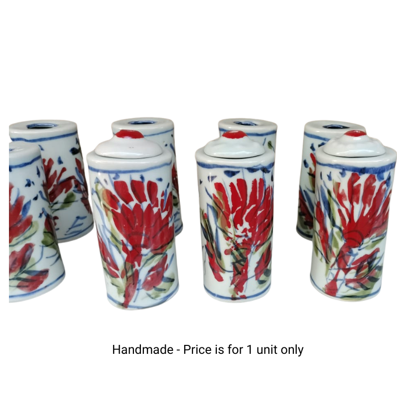 Esra Bosch - Ceramic - Tall Barrel Oil Lamp - Pincushion Design - Handmade