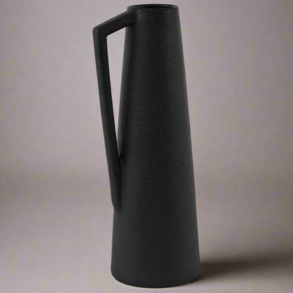 Ceramic Handled Vase in Black