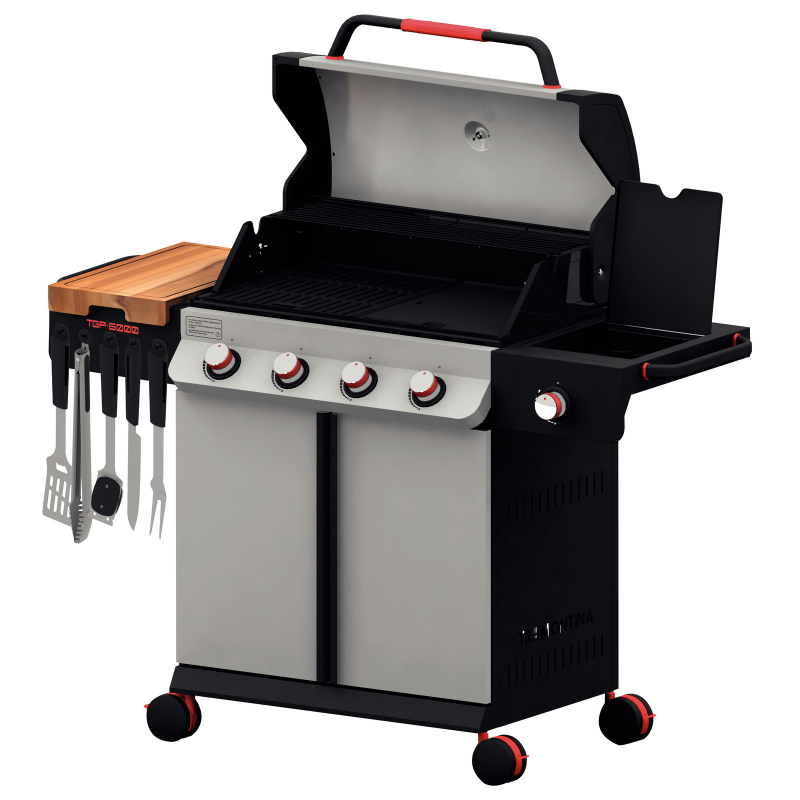 Black Tramontina TGP 6000 Gas Grill with 5 Utensils and Additional Burner - TRM-26500021