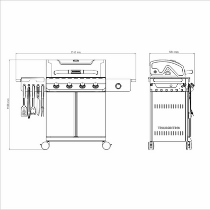 Gas GriddlesBlack Tramontina TGP 6000 Gas Grill with 5 Utensils and Additional Burner - TRM-26500021