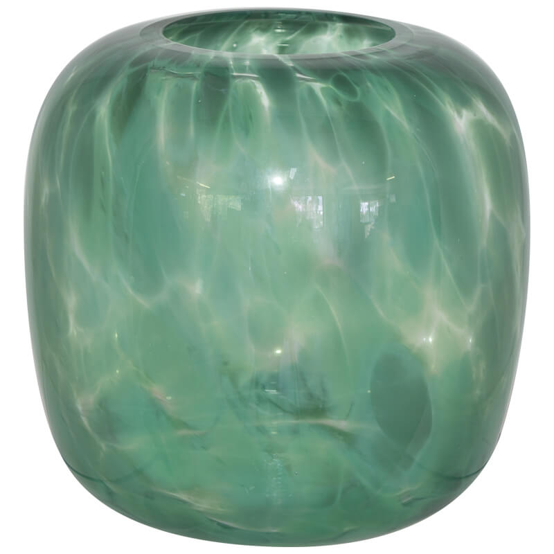 Glass Vase with Green Art - 23cm