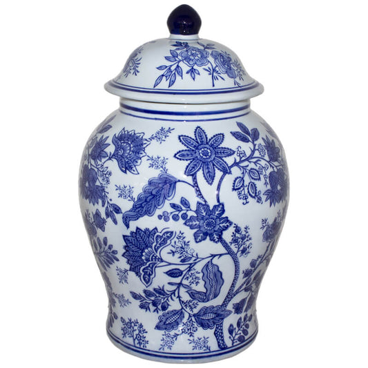 Ginger Jar with Lid in Blue and White Ceramic - Yaksa