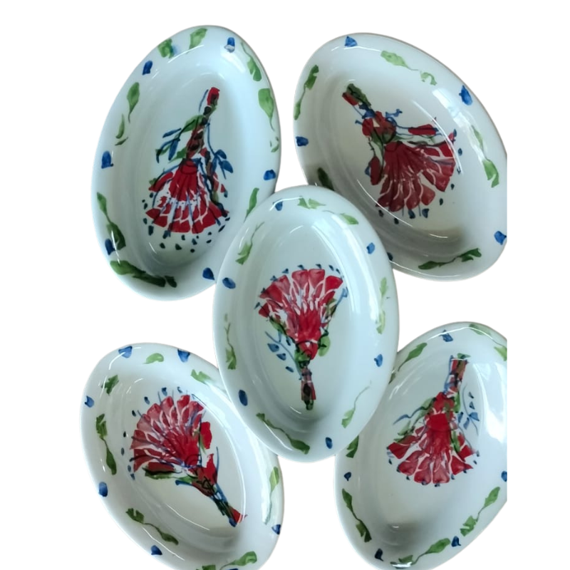 Esra Bosch - Oval Ceramic Pasta Bowl - Red Pincushions - Buy Single