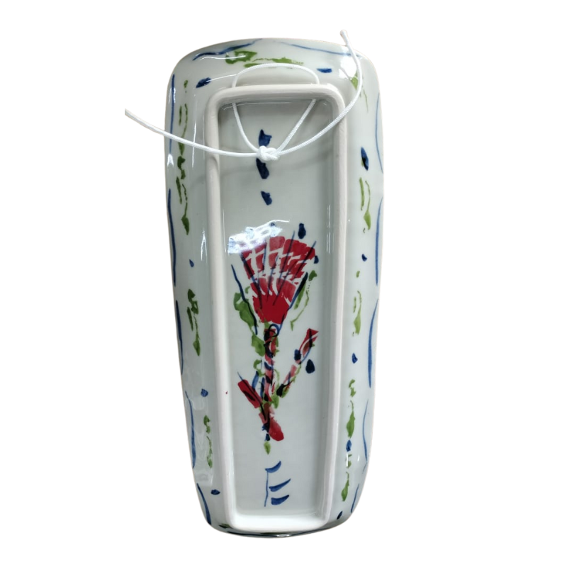 Esra Bosch - Rectangular Ceramic Snack Tray - Painted Red Pincushions - Handmade