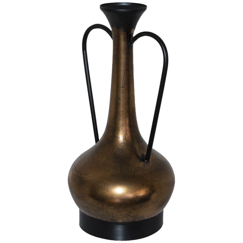 Handled Vase in Antique Gold Metal - 34cm