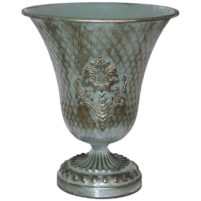 Sterling Metal Footed Vase with Embossed Foral Detail