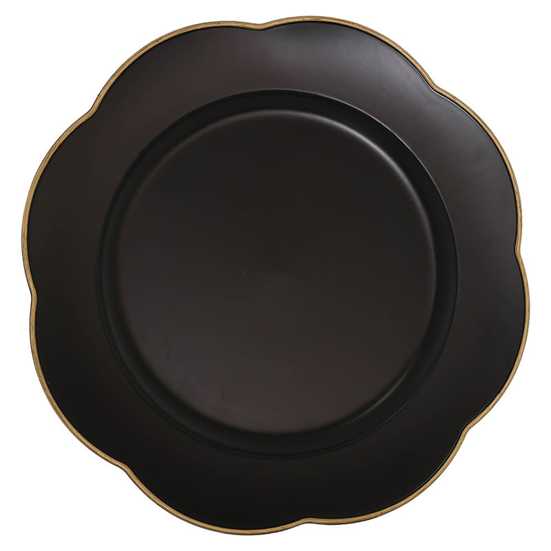Underplate - Black with Gold Rim - 33cm
