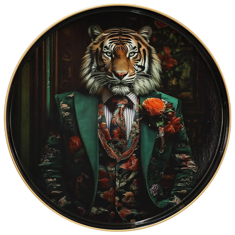 Tray - Round - Gentleman Tiger - 33 cm Dia, Serving Board