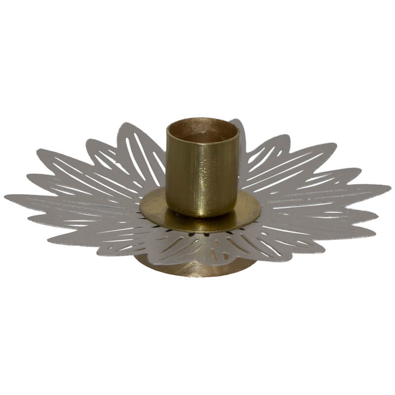 Grey and Gold Metal Candle Holder