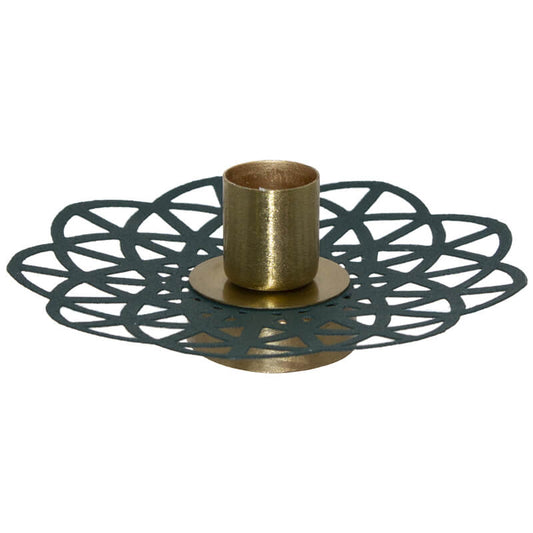 Green and Gold Metal Candle Holder