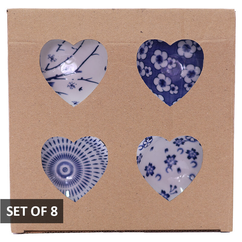 Mini Pinch Ceramic Blue Bowls Mixed - Set of 8 (9 X 4cm)