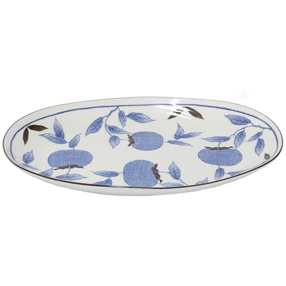 Ceramic Oval Plate with Blue Fruit (31 X 20cm)