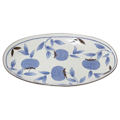Ceramic Oval Plate with Blue Fruit (31 X 20cm)