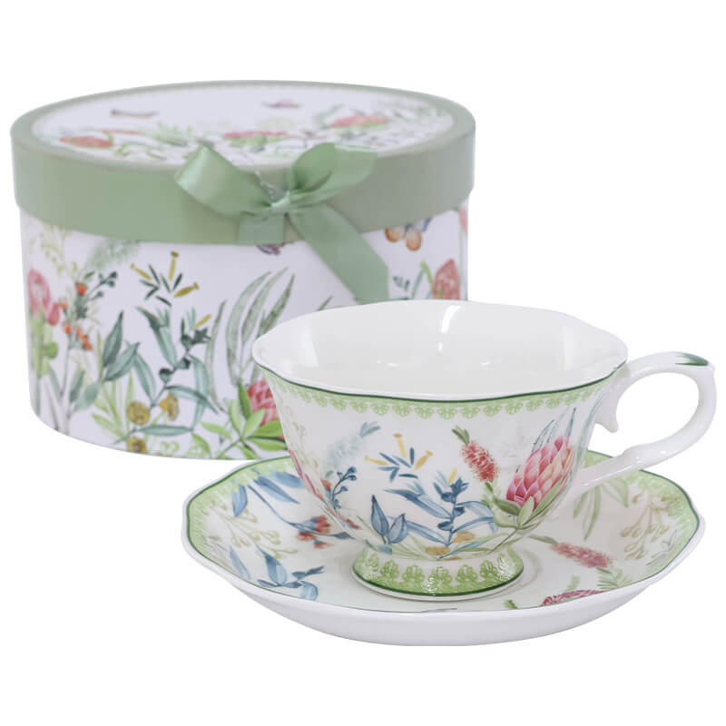 Porcelain Protea Teacup and Saucer