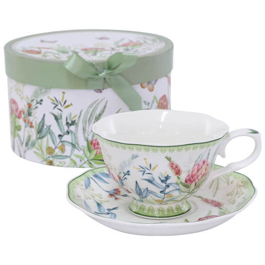 Porcelain Protea Teacup and Saucer