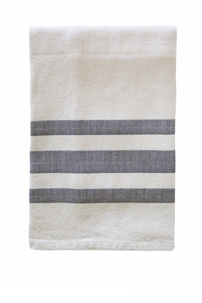 The Cotton Company - Hermanus Cliffpath - Cotton Beach / Bath Towel - White with Gray Stripes