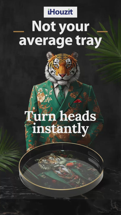 Tray - Round - Gentleman Tiger - 33 cm Dia, Serving Board
