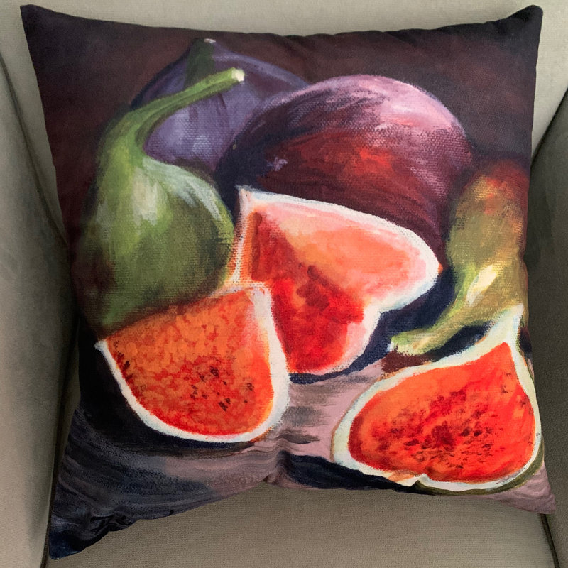 Cushion Cover with Figs - Original Artwork Painted by Artist Ronel Maartens