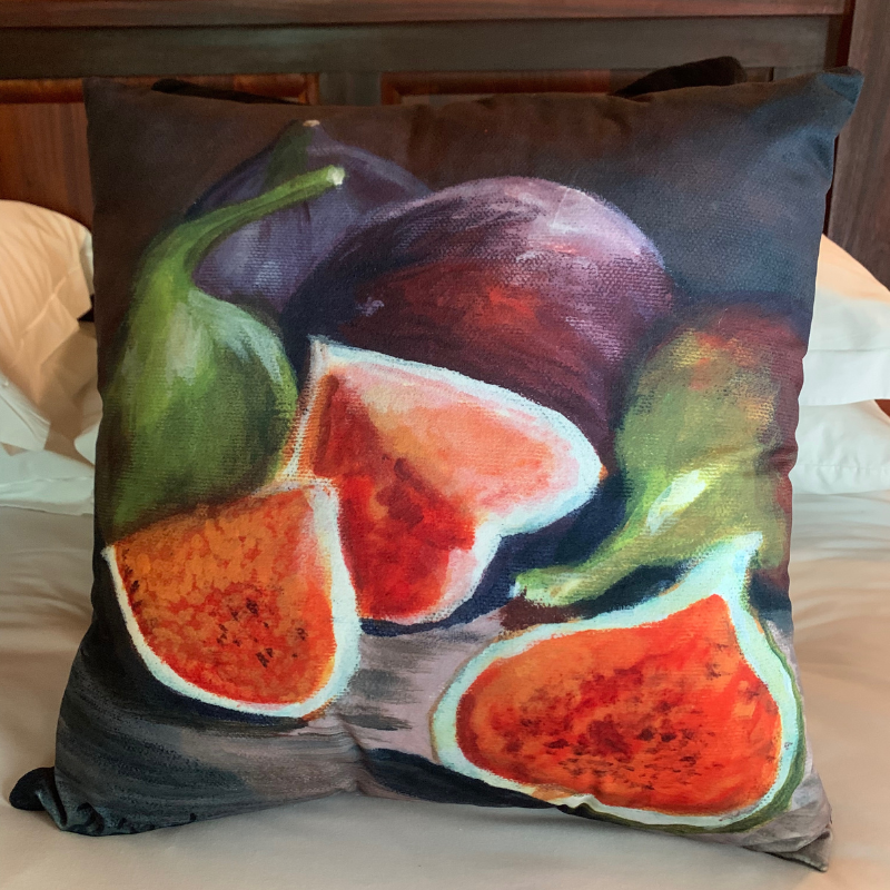 Cushion Cover with Figs - Original Artwork Painted by Artist Ronel Maartens