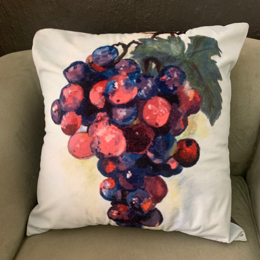 Cushion Cover with Grapes - Original Artwork Painted by Artist Ronel Maartens