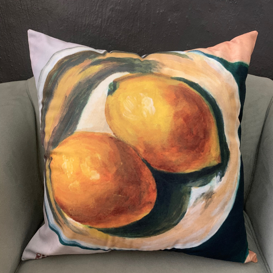 Cushion Cover with Lemons - Original Artwork Painted by Ronel Maartens
