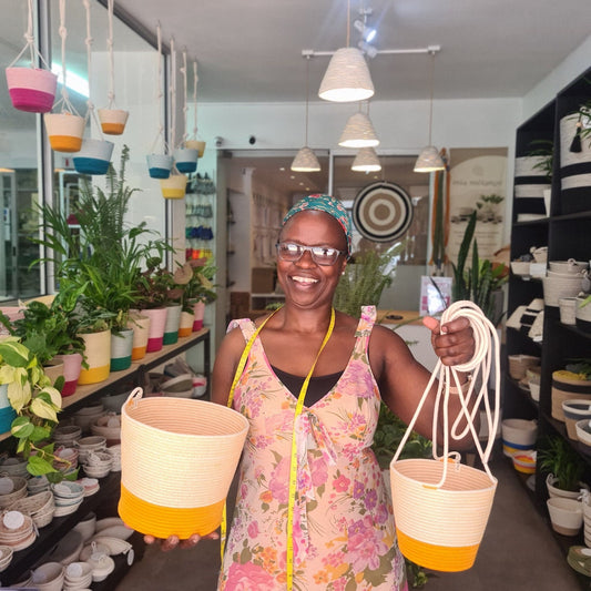 Planter and Hanging Planter Set of 2 - Mustard - SALE