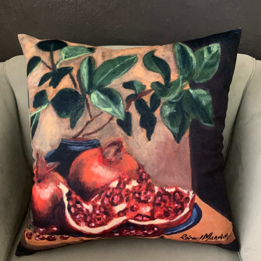 Cushion Cover with Pomegranates - Original Artwork Painted by Artist Ronel Maartens