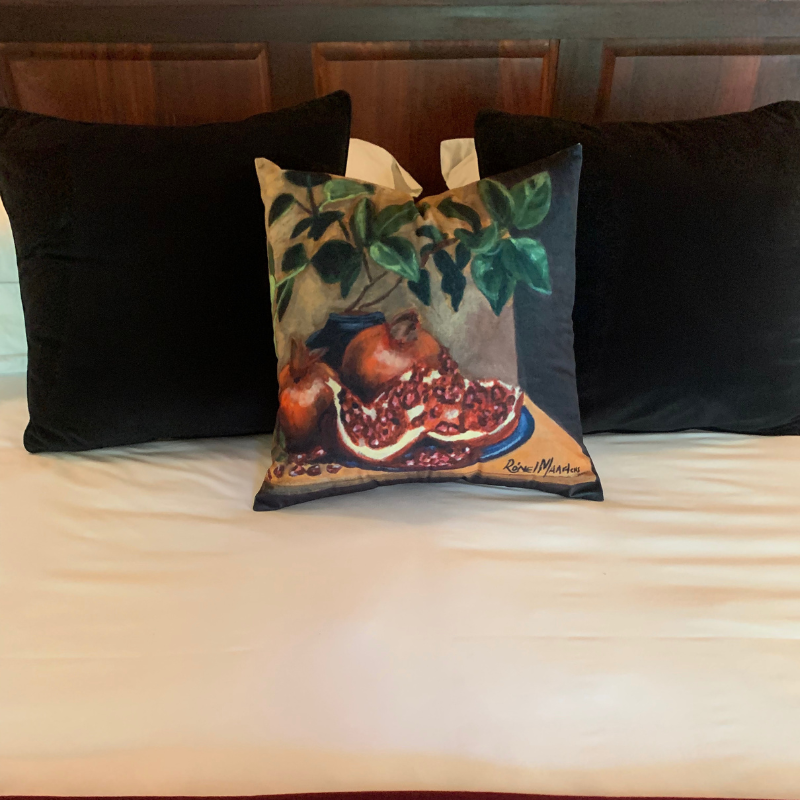 Cushion Cover with Pomegranates - Original Artwork Painted by Artist Ronel Maartens