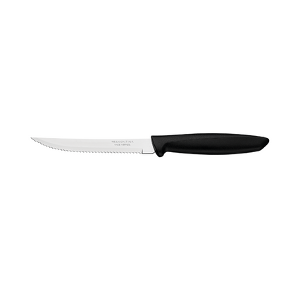 Tramontina Plenus Steak and Fruit Knife with a stainless steel blade and 5inch black polypropylene handle. Set of 12 - TRM-23410405
