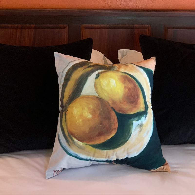 Cushion Cover with Lemons - Original Artwork Painted by Ronel Maartens