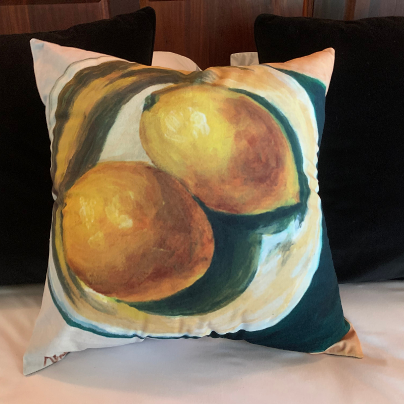 Cushion Cover with Lemons - Original Artwork Painted by Ronel Maartens