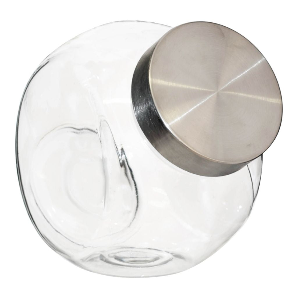 Angled Glass Jar with Silver Lid (17cm 1.5lt) - TNG-TLI16U1